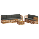 Sofasæt med pude 8 pcs Naturlig og Antracit Massivt Akacietræ