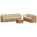 Sofasæt med pude 8 pcs Naturlig og Beige Massivt Akacietræ