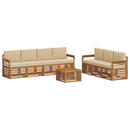 Sofasæt med pude 8 pcs Naturlig og Beige Massivt Akacietræ