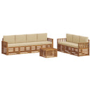 Sofasæt med pude 8 pcs Naturlig og Beige Massivt Akacietræ