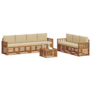 Sofasæt med pude 8 pcs Naturlig og Beige Massivt Akacietræ