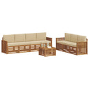 Sofasæt med pude 8 pcs Naturlig og Beige Massivt Akacietræ