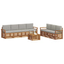 Sofasæt med pude 8 pcs Naturlig og Lys Grå Massivt Akacietræ