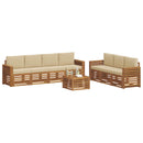Sofasæt med pude 8 pcs Naturlig og Beige Massivt Akacietræ