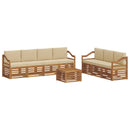 Sofasæt med pude 8 pcs Naturlig og Beige Massivt Akacietræ