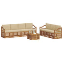 Sofasæt med pude 8 pcs Naturlig og Beige Massivt Akacietræ
