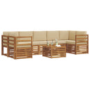Udendørs sofagruppe 8 pcs Naturlig og Beige Massivt Akacietræ