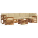 Udendørs sofagruppe 8 pcs Naturlig og Beige Massivt Akacietræ