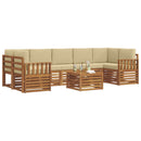 Udendørs sofagruppe 8 pcs Naturlig og Beige Massivt Akacietræ
