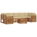 Udendørs sofagruppe 8 pcs Naturlig og Beige Massivt Akacietræ