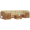 Udendørs sofagruppe 8 pcs Naturlig og Beige Massivt Akacietræ