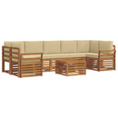 Udendørs sofagruppe 8 pcs Naturlig og Beige Massivt Akacietræ