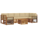 Udendørs sofagruppe 8 pcs Naturlig og Beige Massivt Akacietræ