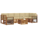 Udendørs sofagruppe 8 pcs Naturlig og Beige Massivt Akacietræ