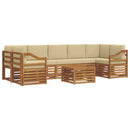 Udendørs sofagruppe 8 pcs Naturlig og Beige Massivt Akacietræ