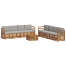 Sofasæt med pude 9 pcs Naturlig og Lys Grå Massivt Akacietræ