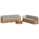 Sofasæt med pude 9 pcs Naturlig og Lys Grå Massivt Akacietræ