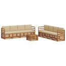 Sofasæt med pude 9 pcs Naturlig og Beige Massivt Akacietræ