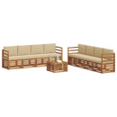 Sofasæt med pude 9 pcs Naturlig og Beige Massivt Akacietræ