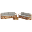 Sofasæt med pude 9 pcs Naturlig og Lys Grå Massivt Akacietræ