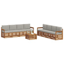 Sofasæt med pude 9 pcs Naturlig og Lys Grå Massivt Akacietræ