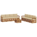 Sofasæt med pude 9 pcs Naturlig og Beige Massivt Akacietræ