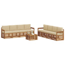 Sofasæt med pude 9 pcs Naturlig og Beige Massivt Akacietræ