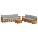 Sofasæt med pude 9 pcs Naturlig og Lys Grå Massivt Akacietræ