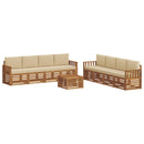 Sofasæt med pude 9 pcs Naturlig og Beige Massivt Akacietræ