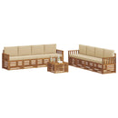 Sofasæt med pude 9 pcs Naturlig og Beige Massivt Akacietræ
