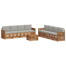 Sofasæt med pude 9 pcs Naturlig og Lys Grå Massivt Akacietræ