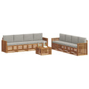 Sofasæt med pude 9 pcs Naturlig og Lys Grå Massivt Akacietræ
