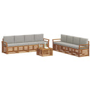 Sofasæt med pude 9 pcs Naturlig og Lys Grå Massivt Akacietræ