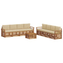 Sofasæt med pude 9 pcs Naturlig og Beige Massivt Akacietræ