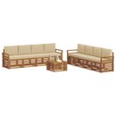 Sofasæt med pude 9 pcs Naturlig og Beige Massivt Akacietræ