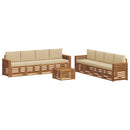 Sofasæt med pude 9 pcs Naturlig og Beige Massivt Akacietræ
