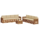 Sofasæt med pude 9 pcs Naturlig og Beige Massivt Akacietræ