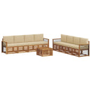 Sofasæt med pude 9 pcs Naturlig og Beige Massivt Akacietræ