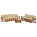 Sofasæt med pude 9 pcs Naturlig og Beige Massivt Akacietræ