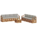 Sofasæt med pude 9 pcs Naturlig og Lys Grå Massivt Akacietræ