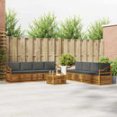 Sofasæt med pude 9 pcs Naturlig og Antracit Massivt Akacietræ