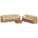 Sofasæt med pude 9 pcs Naturlig og Beige Massivt Akacietræ