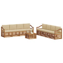 Sofasæt med pude 9 pcs Naturlig og Beige Massivt Akacietræ