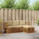 Udendørs sofagruppe med pude 4 pcs Naturlig og Beige