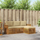 Udendørs sofagruppe med pude 4 pcs Naturlig og Beige