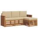 Udendørs sofagruppe med pude 4 pcs Naturlig og Beige