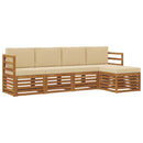 Udendørs sofagruppe med pude 5 pcs Naturlig og Beige