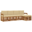 Udendørs sofagruppe med pude 5 pcs Naturlig og Beige