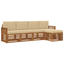 Udendørs sofagruppe med pude 5 pcs Naturlig og Beige