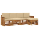Udendørs sofagruppe med pude 5 pcs Naturlig og Beige